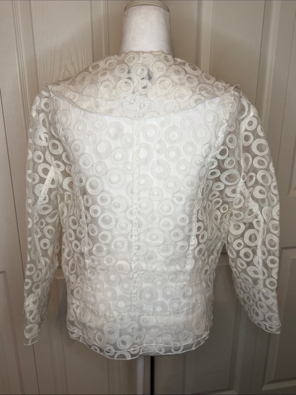 Ivory Sheer Circle-Pattern Blazer - Picture 4 of 5